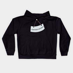 Certified Shitbox - White Label With Black Text Design Kids Hoodie